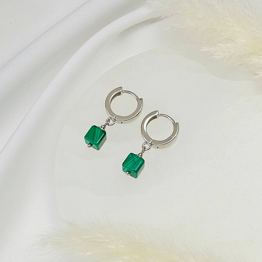 Серьги из Малахита, Артикул: 115552 - изображение товара №2