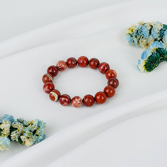Браслет из кирпичной Яшмы, Артикул: 117843 - изображение товара №1
