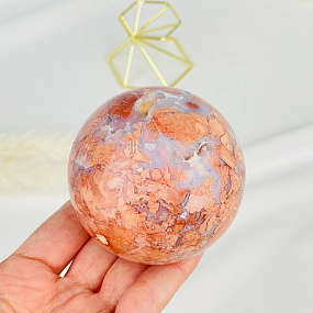 Шар из розового цветочного Агата на подставке, Артикул: 117086 - изображение товара №2