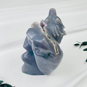 Волк резной из камня Агат серый с аметистовой жеодой, Артикул: 071934 - изображение товара №3