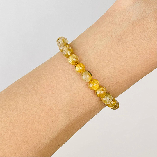 Браслет из Рутилового кварца с включением Титана, Артикул: 084562 - изображение товара №1