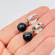 Серьги из серебристого Обсидиана