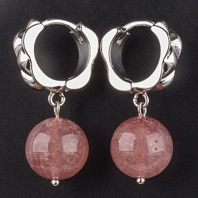 Серьги из Клубничного кварца