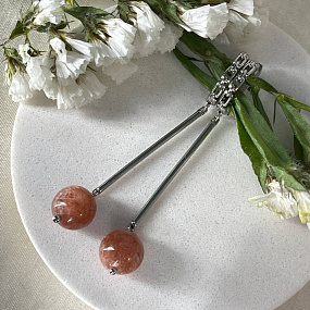 Серьги длинные из Солнечного камня