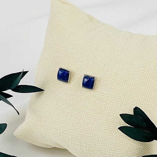 Серьги-пусеты из Лазурита, Артикул: 116716 - изображение товара №1