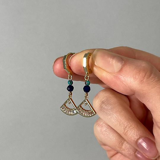 Серьги из Бюризы и Содалита, Артикул: 097730 - изображение товара №3