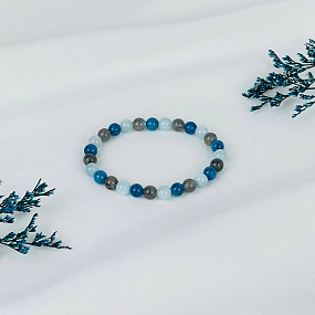 Браслет из Апатита, Лабрадора и Аквамарина