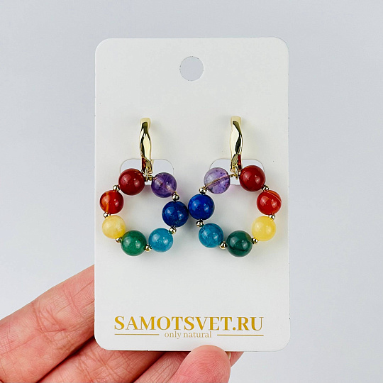 Серьги 7 чакр из Самоцветов, Артикул: 117178 - изображение товара №2