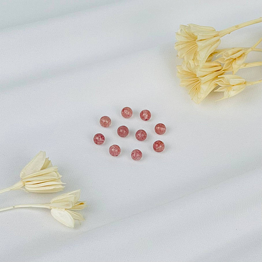 Бусины для украшений из Клубничного кварца (10 шт), Артикул: 117029 - изображение товара №1