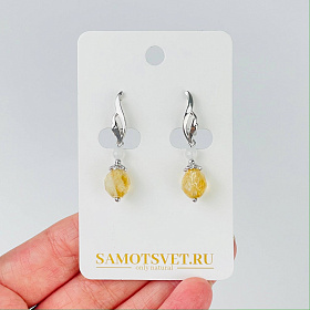 Серьги двойные из Цитрина и Лунного камня
