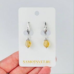Серьги двойные из Цитрина и Лунного камня