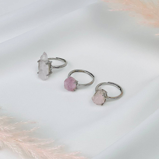 Кольцо регулируемое из необработанного Кунцита, Артикул: 115762 - изображение товара №1