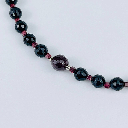 Колье из черного Агата и Граната, Артикул: 117881 - изображение товара №2