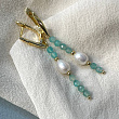 Серьги длинные из Амазонита и Жемчуга