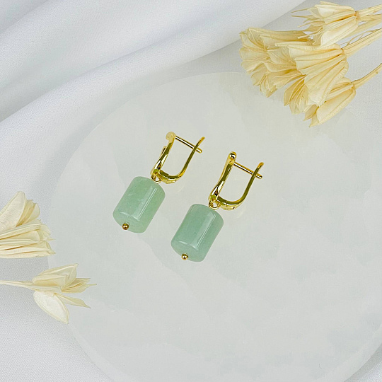 Серьги из зеленого Авантюрина, Артикул: 116860 - изображение товара №2