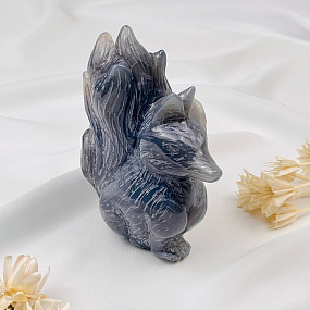 Лиса "Кицунэ" из Агата с жеодой, Артикул: 097067 - изображение товара №4