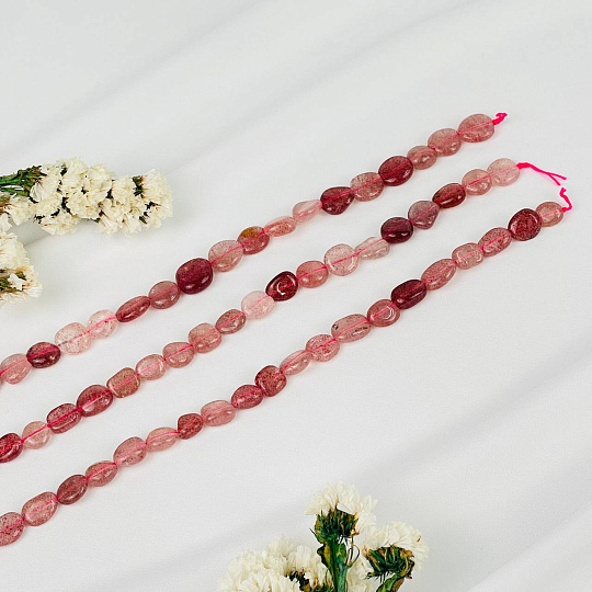 Бусины для украшений из Клубничного кварца (галтовка), Артикул: 080379 - изображение товара №2
