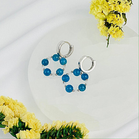 Серьги из Апатита и Лунного камня, Артикул: 117180 - изображение товара №1