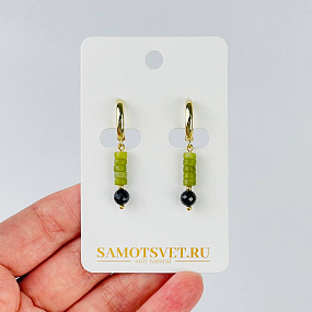 Серьги из Змеевика и Шпинели