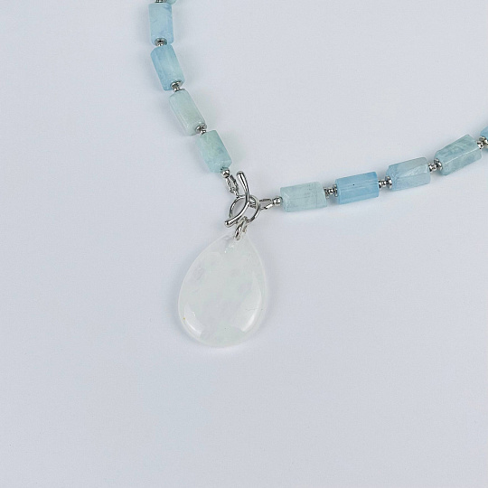 Колье из Аквамарина с Горным Хрусталем, Артикул: 116872 - изображение товара №3