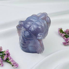 Тигр резной из камня Агат серый с жеодой, Артикул: 071556 - изображение товара №5