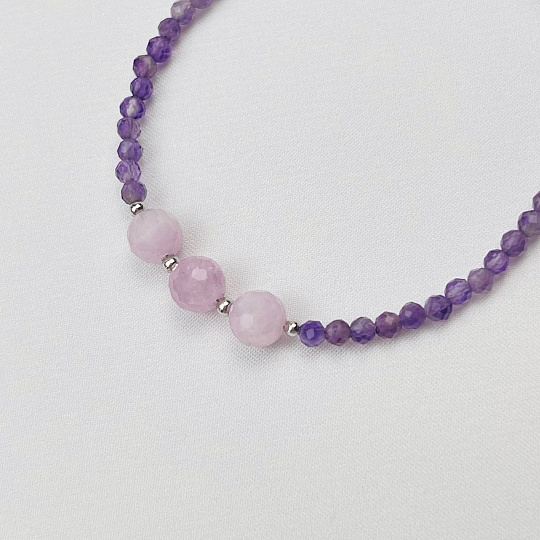 Браслет из Аметиста и Кунцита, Артикул: 108644 - изображение товара №3