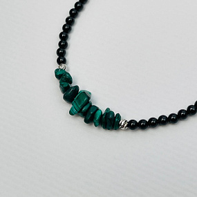 Браслет из черного Турмалина с Малахитом, Артикул: 104190 - изображение товара №2