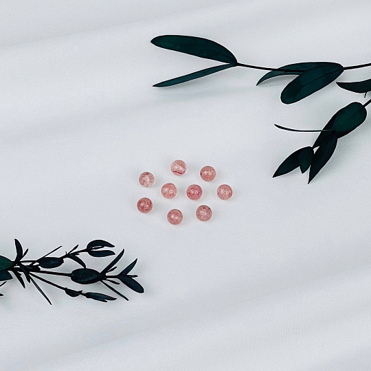 Бусины для украшений из Клубничного кварца (10 шт), Артикул: 117030 - изображение товара №1