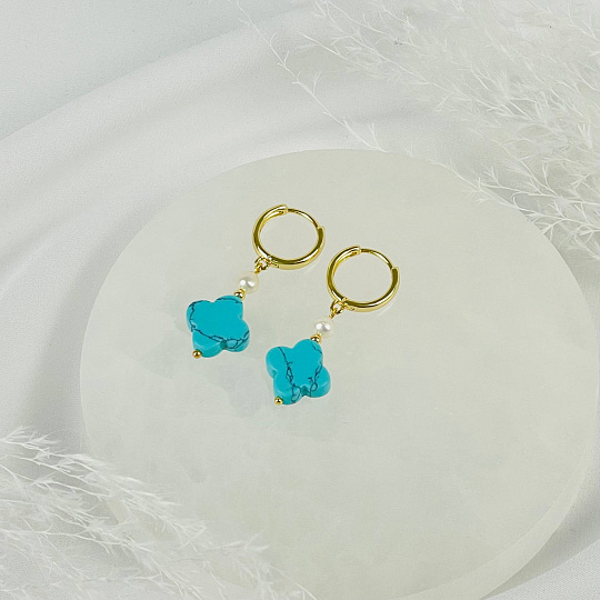 Серьги из Говлита тон. и Жемчуга, Артикул: 116900 - изображение товара №2