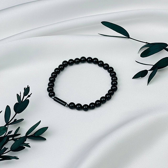 Браслет из черного Агата и Гематита, Артикул: 083579 - изображение товара №2