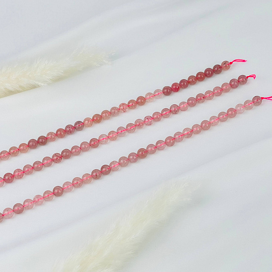 Бусины для украшений из Клубничного кварца (50 бусин), Артикул: 081342 - изображение товара №3