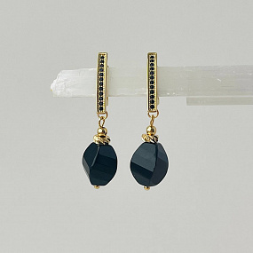 Серьги из черного Агата, Артикул: 099595 - изображение товара №1
