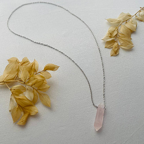 Кулон на цепочке из Розового кварца, Артикул: 099519 - изображение товара №1