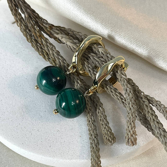 Серьги с Малахитом, Артикул: 097684 - изображение товара №3
