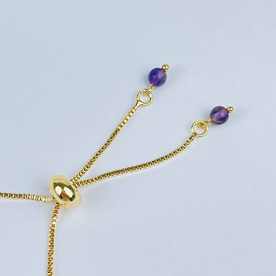 Браслет регулируемый с камнем Аметист, Артикул: 082798 - изображение товара №3