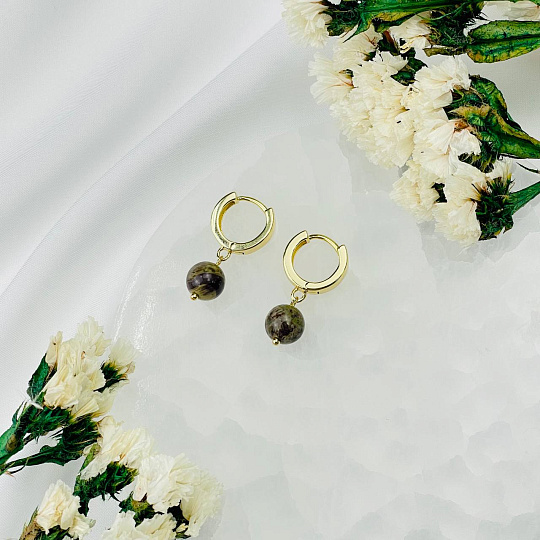 Серьги из уральской Яшмы, Артикул: 114844 - изображение товара №2