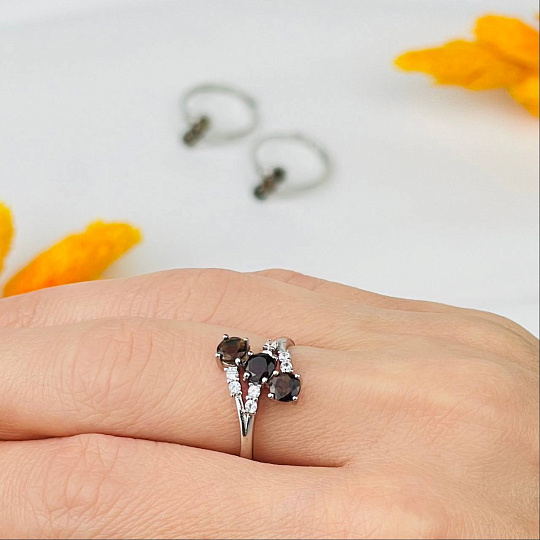 Кольцо регулируемое из Раухтопаза, Артикул: 115751 - изображение товара №1