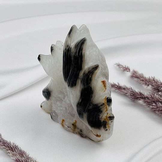 Лиса "Кицунэ" из Агата с жеодой, Артикул: 097069 - изображение товара №4