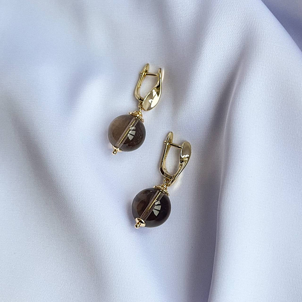 Серьги крупные из Раухтопаза
