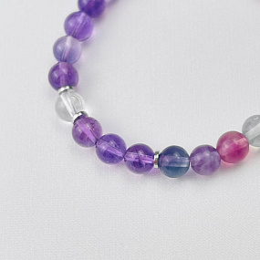 Браслет "Стихия Эфир" из Аметиста, Флюорита и Горного Хрусталя, Артикул: 114687 - изображение товара №4