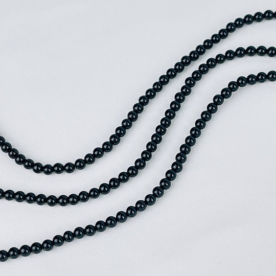 Бусины для украшений из черного Агата (90 бусин), Артикул: 024748 - изображение товара №1
