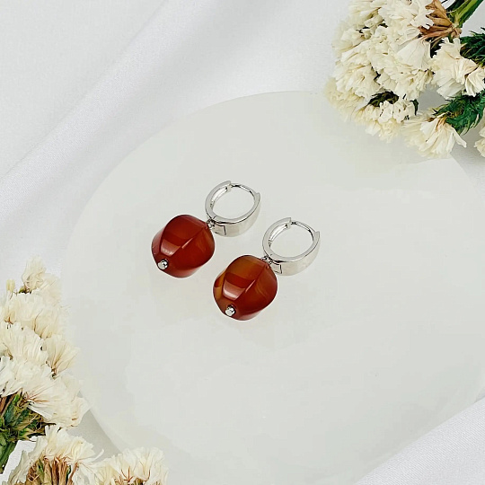 Серьги из Сердолика, Артикул: 119393 - изображение товара №2