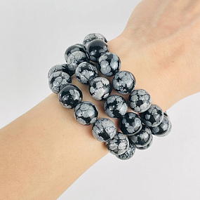 Бусины для украшений из снежного Обсидиана (30 бусин), Артикул: 077358 - изображение товара №2