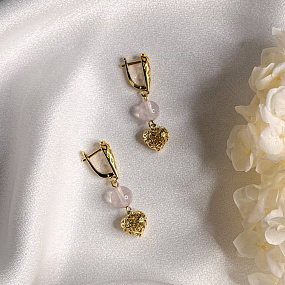 Серьги из Розовым кварцем