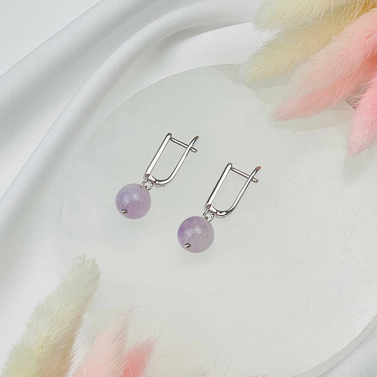 Серьги из лавандового Аметиста, Артикул: 115494 - изображение товара №2