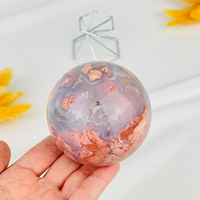 Шар из розового цветочного Агата на подставке, Артикул: 117089 - изображение товара №2