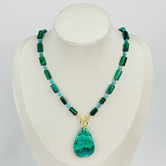 Колье из Малахита и Бирюзы, Артикул: 118166 - изображение товара №1