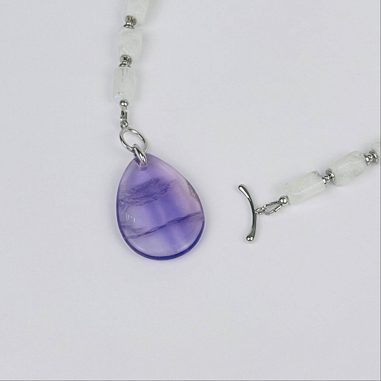 Колье из Лунного камня с Флюоритом, Артикул: 116871 - изображение товара №3