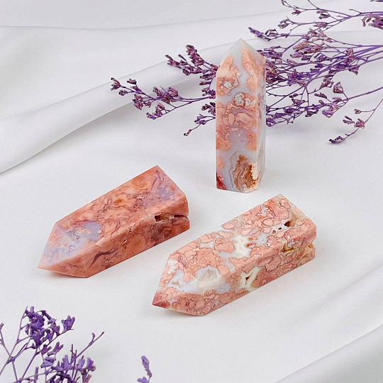 Кристалл из камня цветочный "розовый" Агат