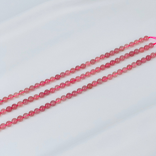 Бусины для украшений из Клубничного кварца (62 бусины), Артикул: 081347 - изображение товара №1